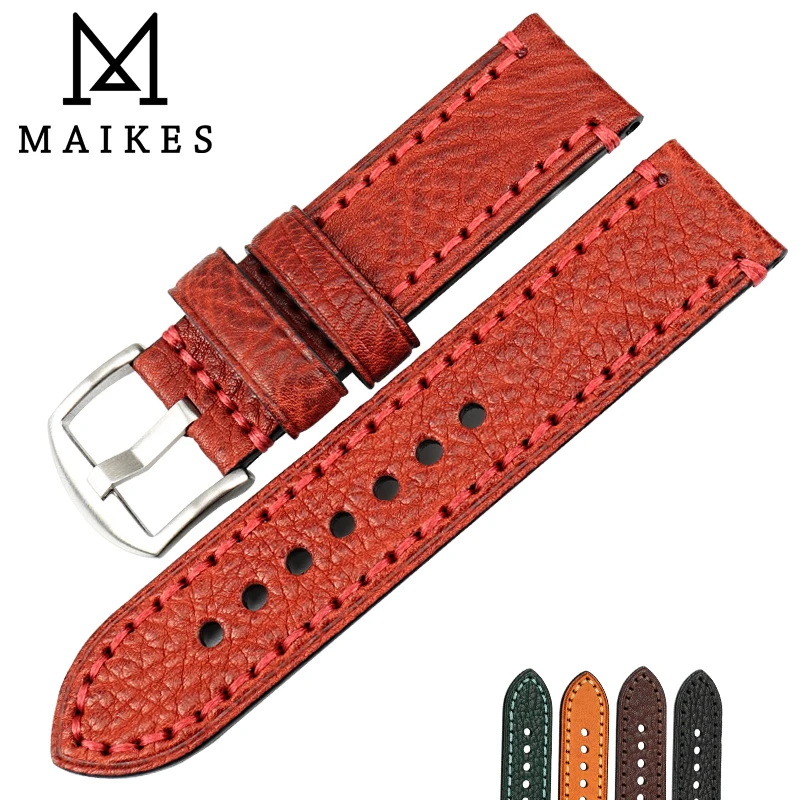 Ремешок для часов MAIKES модный красный ремешок 20 мм 22 24 26 FOSSIL LUMINOX кожаный