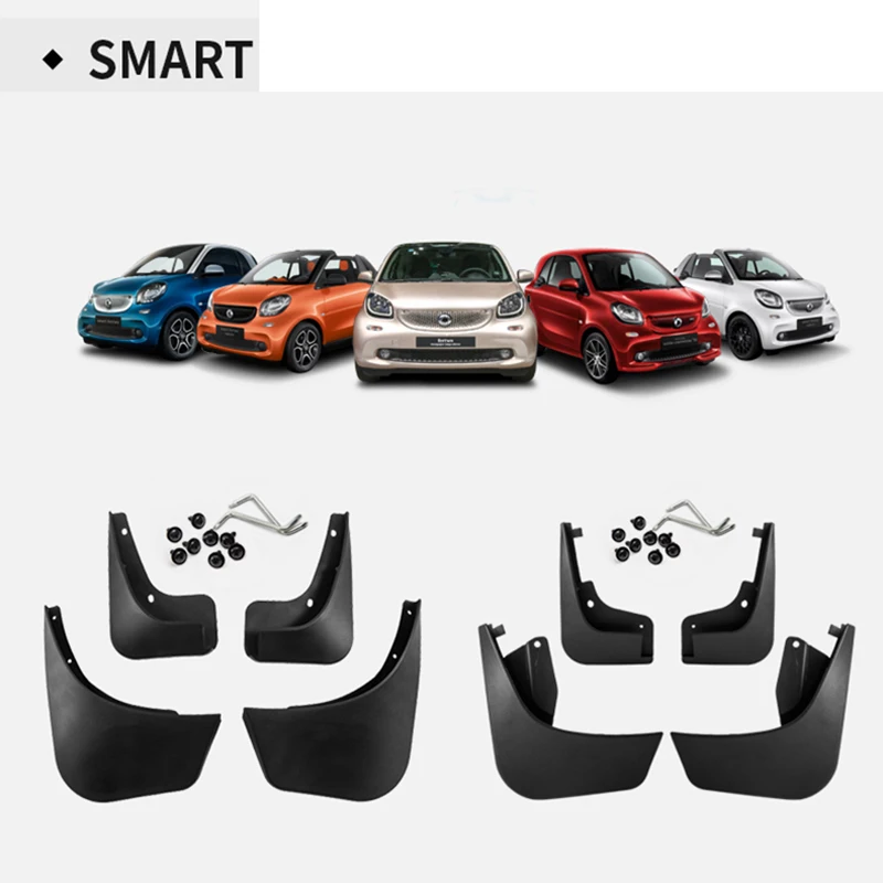 4 шт Стиль автомобиля брызговик s для смарт 451 453 Smart Fortwo ForFour брызговики брызговик передние и задние брызговики крыло Acc