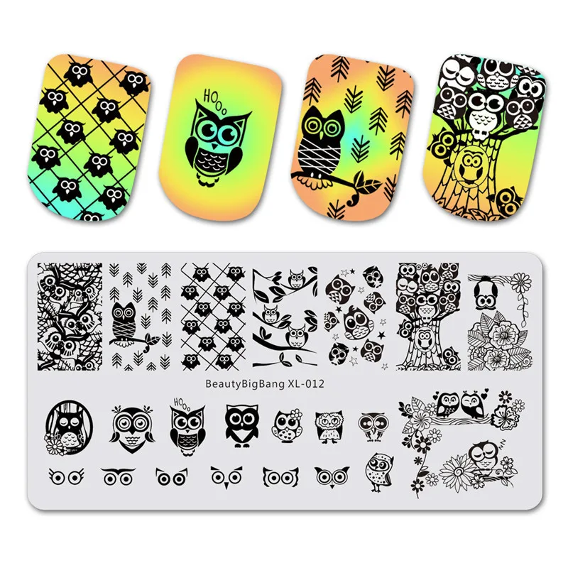 

BeautyBigBang Nail Stamping Plates Summer Owl Animal Pattern Nail Template Plate Rectangle Stencil For Nail Polish BBB XL-012