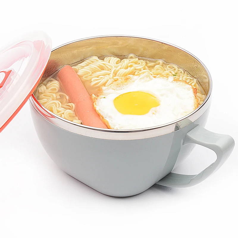 Stainless Steel Noodle Bowl Lunch Boxes Food Container Food Box with Lid Soup Salad Plate termos