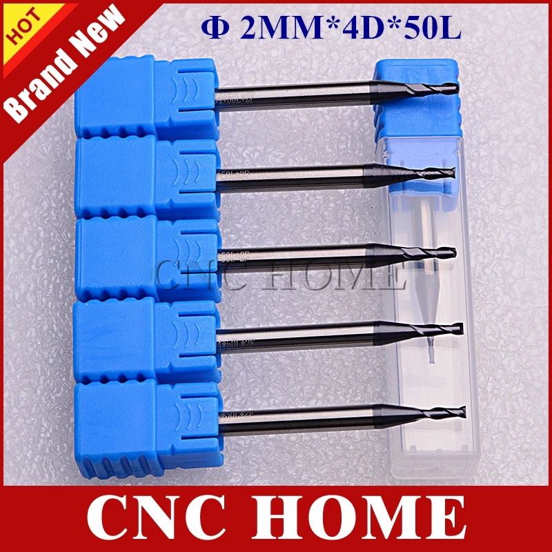 

5pcs hrc45 2MM Tungsten Solid Carbide Endmills, 2 Flutes Spiral Milling Cutter Bits, CNC Router Tool End Mill