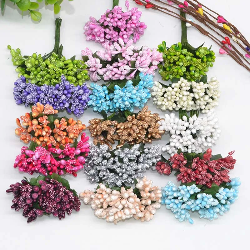 12Pcs Pistils Berry Artificial Mulberry Stamen Flowers for Wedding Home Decoration DIY Wreath Scrapbooking Craft Fake Flowers 7