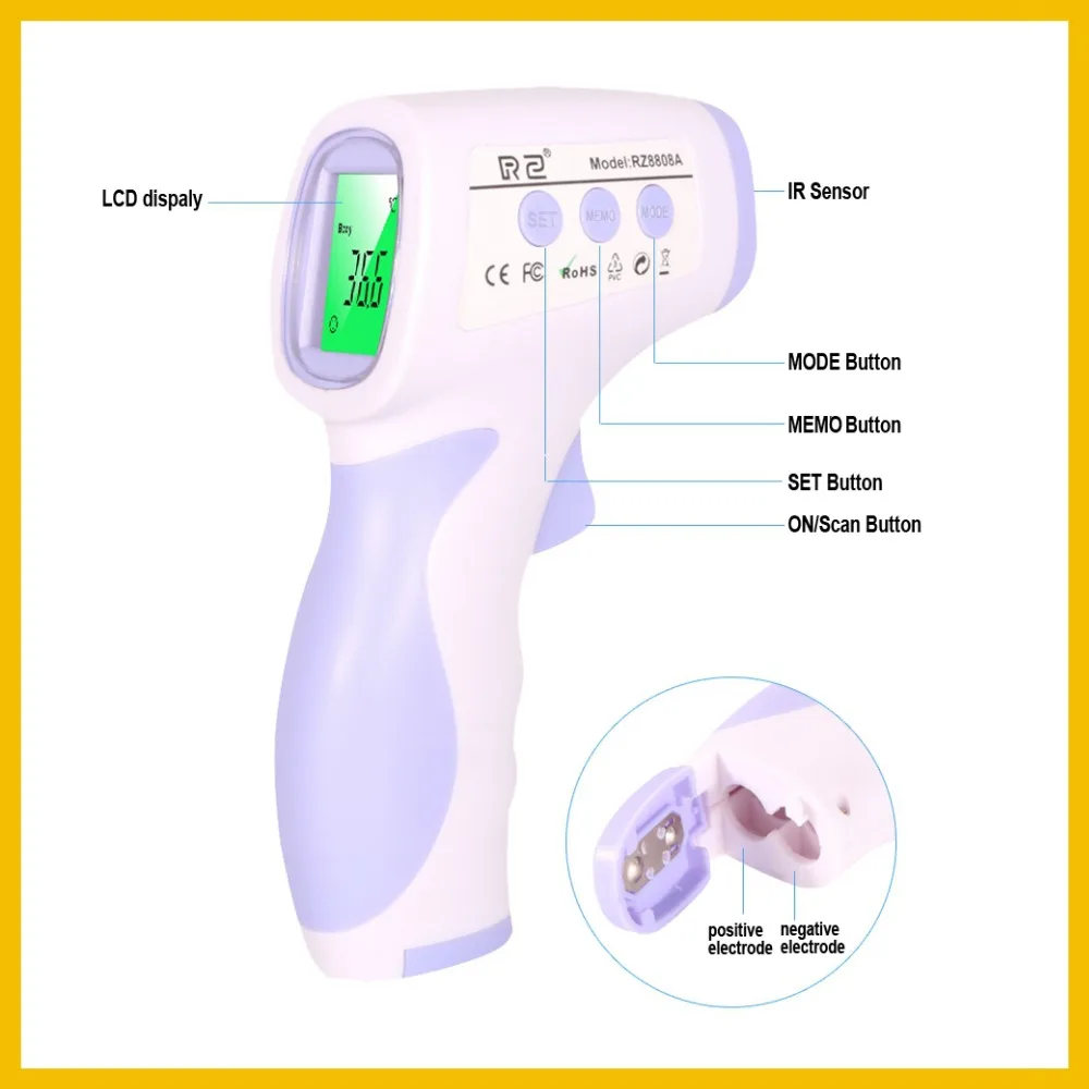 RZ IR Инфракрасный термометр для человеческого тела цифровой бесконтактный электронный измеритель температуры termometro forhead RZ8808A