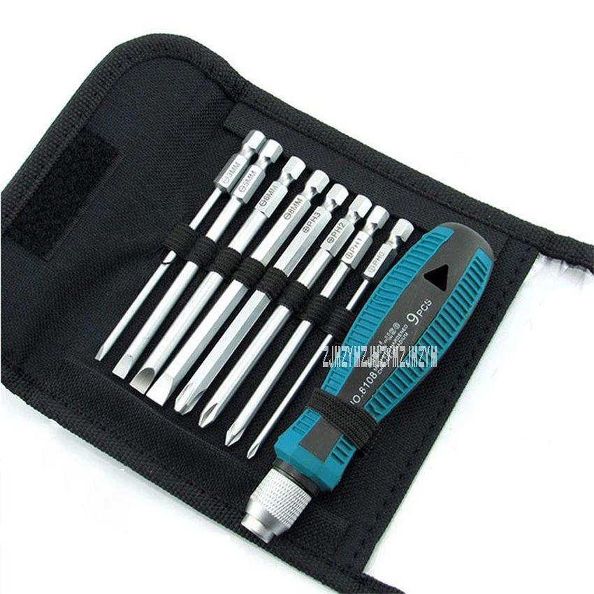 

9-Pc Screwdriver Set Bag Screwdriver Wallet Tool Kit Precision Opening Repair Tool Cross Screwdriver Batch Slot Type Screwdriver