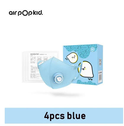 4 шт., Xiaomi Airpop, детская маска, воздушная одежда, маска для лица, PM2.5, анти-дымка, двойная защита, противотуманная пыль, мягкая, удобная, для мальчиков и девочек - Цвет: Синий