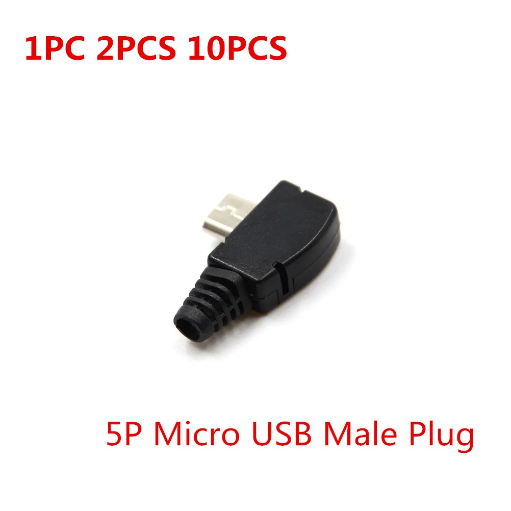 1-10PCS 5P Port Right Angle Micro USB Male Plug Socket Connector With Plastic Cover