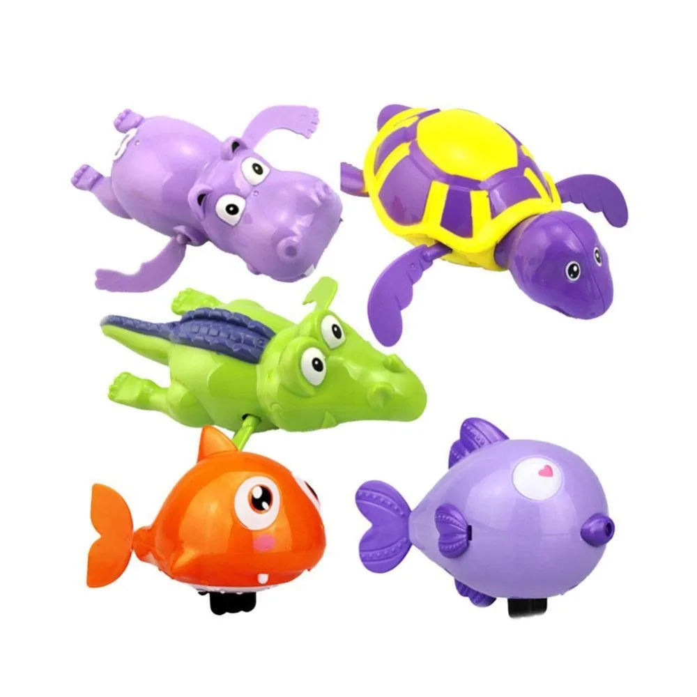 1x Fun and Interesting Baby Bath Shower Toys Swim Turtle Chain Clockwork water toys Cute Animals