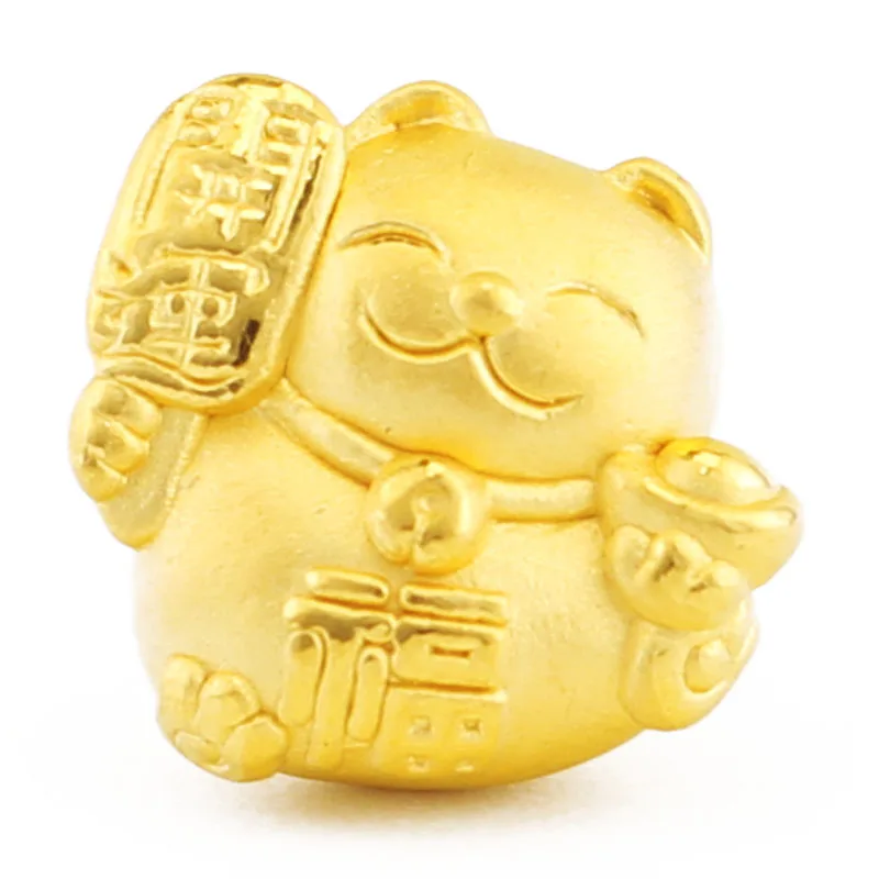 

999 24K Yellow Gold bracelet Bless Lucky Cat Red Weave String Bracelet 1.27g