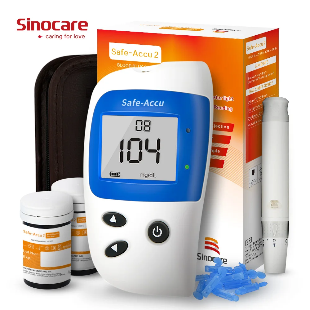 Sinocare Safe Accu2 mg/dL mmol/L Blood Glucose Meter Diabetes Tester