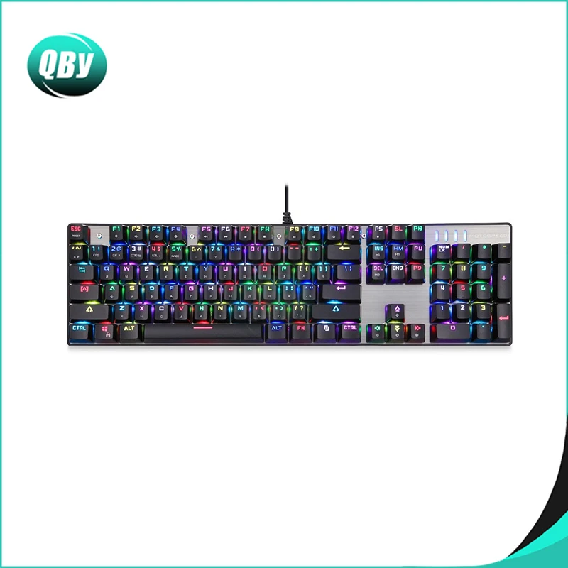  Mechanical Gaming Keyboard Wired 104 Keys with Beautiful Real RGB Blue Switch LED Backlit for Count