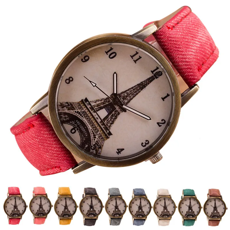 Fashion Women Watches Retro Iron Tower Cowboy Leather Band Analog Quartz Watch Wrist Watch Relogio Feminino #AP28 (9)