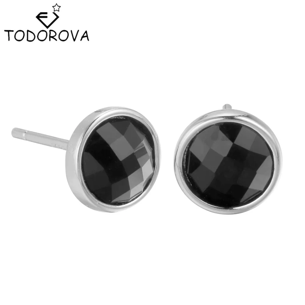 

Todorova Simple Black Round Geometric Stud Earrings for Women Men Prevent Allergy Ear Piercing Studs Pendientes Hombre Jewelry