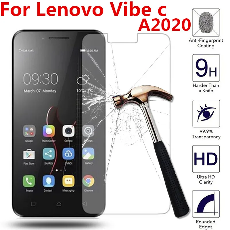 

For Lenovo vibe c vibec A2020 A2020a40 DS A 2020 A2020a36 a40 a36 5.0" Tempered Glass Screen Protector 2.5D 9H Guard Film Case