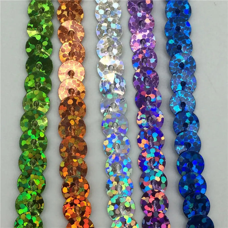 

10yard/Lot 6mm Loose Round Flat Sequins Laser Giltter Paillettes Sequins for Crafts Sewing on Cloth Accessory Sequin Trim