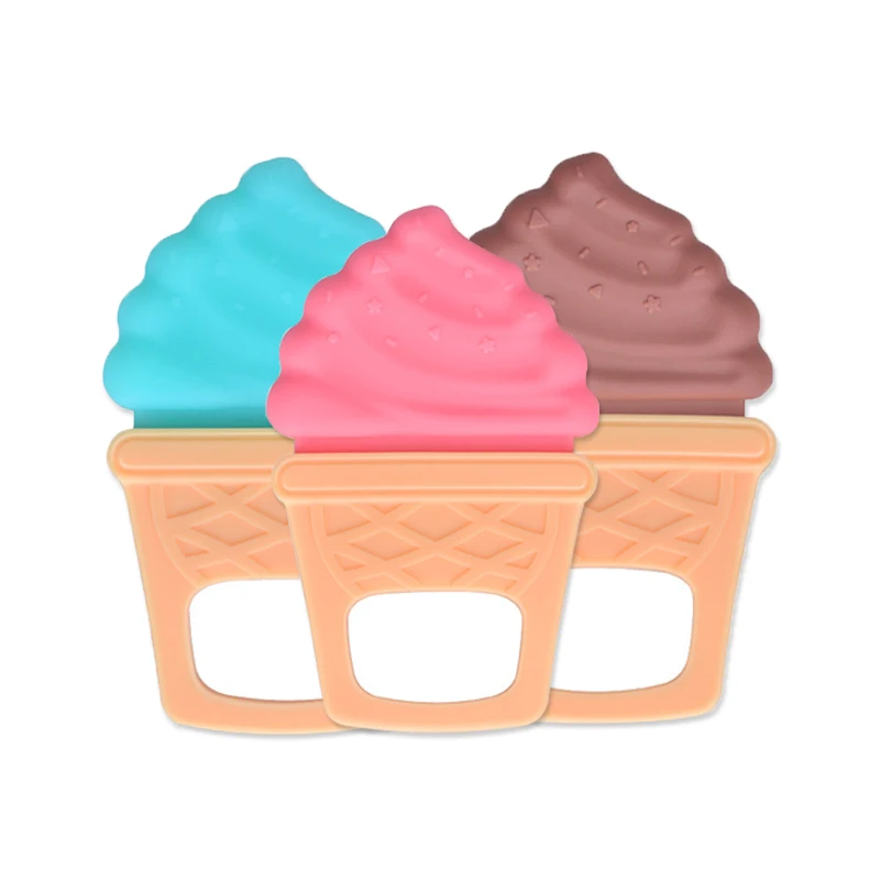 wonderful  Cute Baby Safe BPA Free Silicone Pacify Comfort Bite Teether Infants Teething Toys Ice Cream Shape 