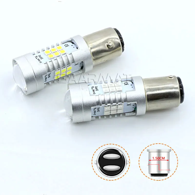 Фото Пара Красный Белый 1157 P21/5 Вт Светодиодный Bay15d S25 21SMD Высокая мощность Автомобильный светодиодный стоп-сигнал стояночный DRL светильник №2
