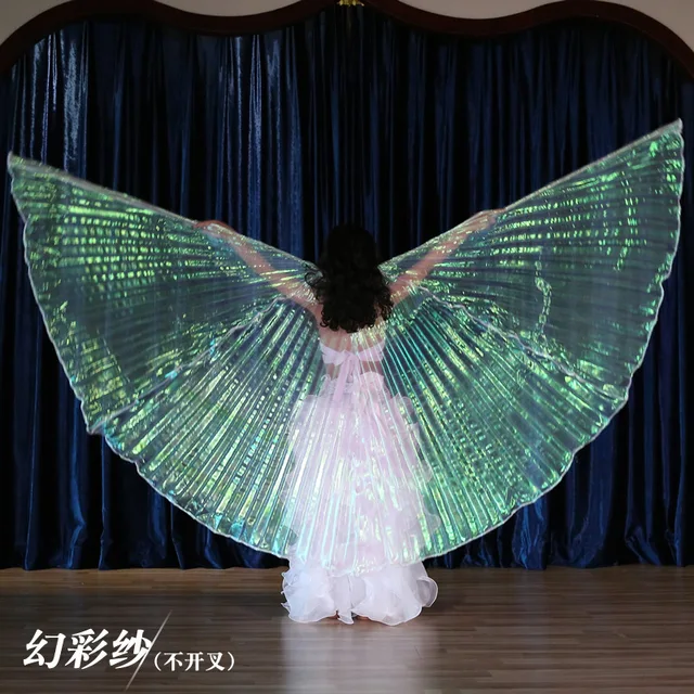 Ruoru Women Kids Girls Belly Dance Isis Wings Gold Belly Dance Wings Bellydance Costume Egyptian Oriental Dance Without Sticks kids transparent