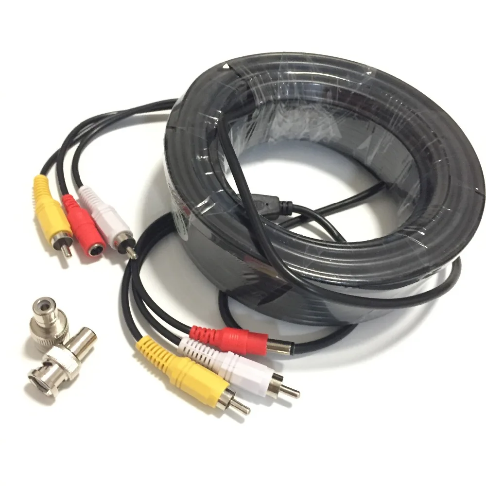 150 Feet 30m 20m Audio Video Power Security Camera Cable with RCA BNC Adaptor Power Cable for Security Mic Camera Use DVR CCTV