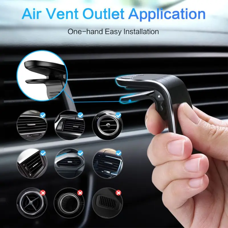 

Car Magnet GPS Holder For Phone Magnetic Pack Car Phone Holder L Shaped Air Vent Mount