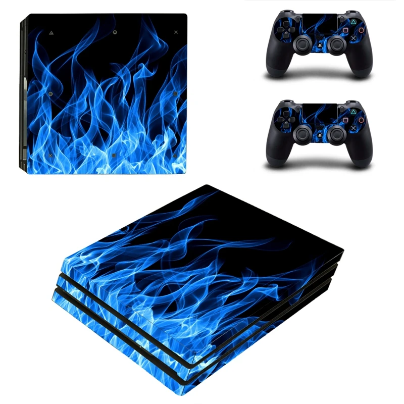 

HOMEREALLY PS4 Pro Skin Blue Fire Vinly Decal Sticker Cover For Playstaion 4 Pro Console and Controller Skin Ps4 Pro Accessory