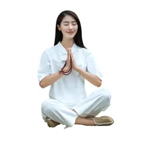 Women Yoga set Loose Cotton Linen Yoga Pants Half Length Yoga Top Pants Meditation Suit Tai Chi Kung Fu Martial Arts Clothing цена Women Yoga set Loose Cotton Linen Yoga Pants Half Length Yoga Top Pants Meditation Suit Tai Chi Kung Fu Martial Arts Clothing цены онлайн