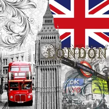 Laeacco London Big Ben Bus Flag Street Buildings Photography Background Customized Photographic Backdrops For Photo Studio