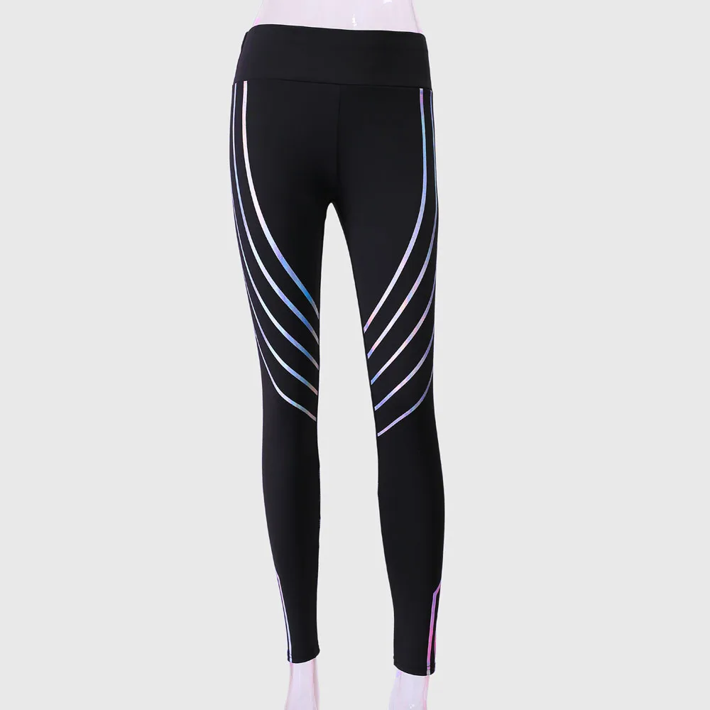 Женские леггинсы с геометрическими полосками, для фитнеса, для бега, для спортзала, тянущиеся, гибкие спортивные штаны, брюки, спортивные штаны, спортивная одежда