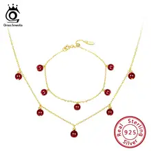 ORSA JEWELS 925 Sterling Silver Women Necklaces+Bracelets Beads Bracelet Garnet Natural Stone Necklace Silver Jewelry Set OSS33 цена ORSA JEWELS 925 Sterling Silver Women Necklaces+Bracelets Beads Bracelet Garnet Natural Stone Necklace Silver Jewelry Set OSS33 цены онлайн