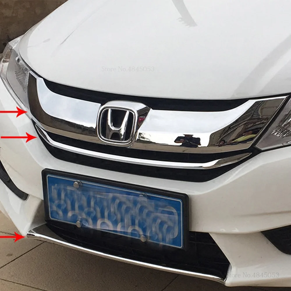 Для Honda City 2015-2018 ABS Хромированная внешняя Передняя средняя решетка для гриля