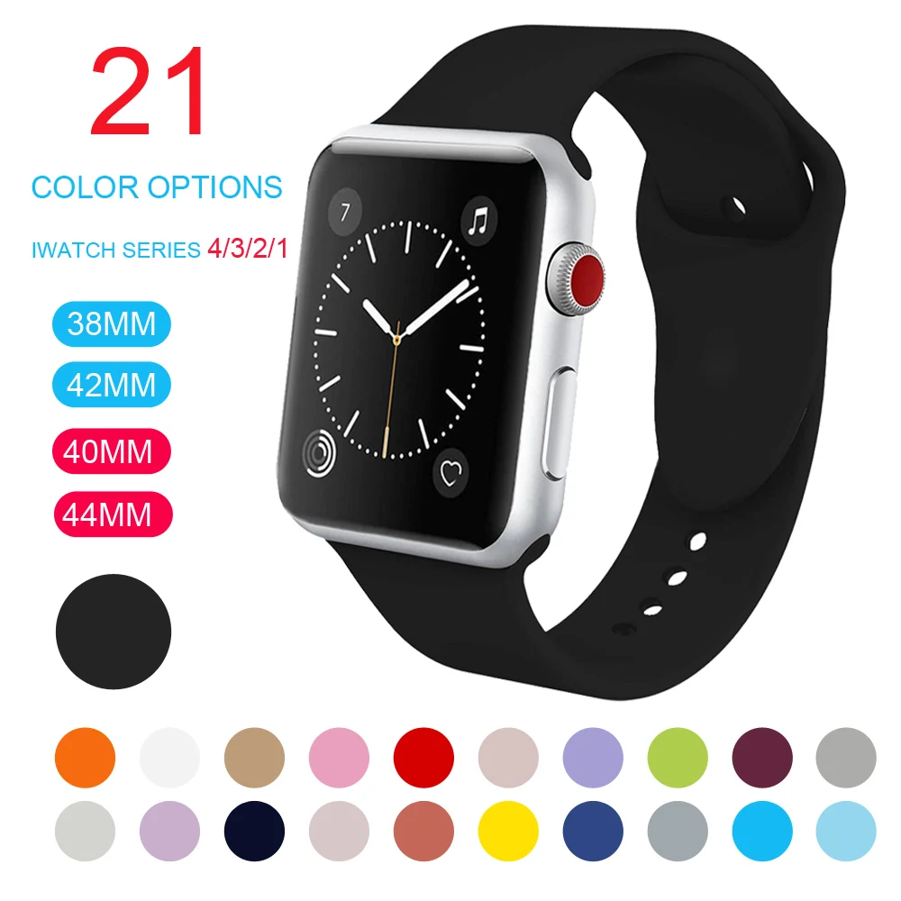 

Soft Silicone Replacement Sport 38mm 42mm watch Band For Apple Watch Series1 2 3 4 Wrist Bracelet Strap For iWatch