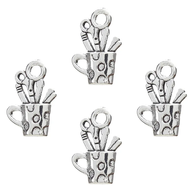 

20pcs 19*11mm Antique Silver Plated Tool Cup Charms Pendants For Tool Cup Jewelry Keychain Bracelet Making Bracelet Accessories
