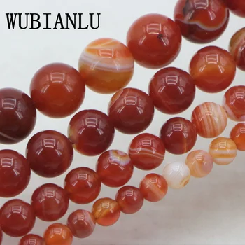 

WUBIANLU Bright And Matt Stripe Onyx Carnelian Round Loose Bead Variety Of Colors Fashion DIY Charms Beads For Jewelry Making