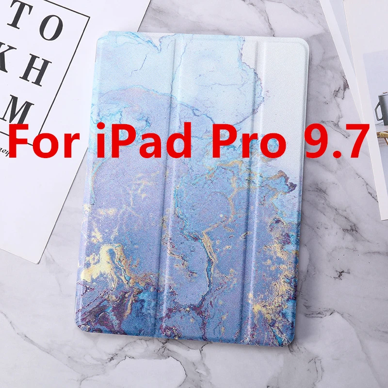 For iPad Air 1 2 Case Marble Pattern Silicon Cover for iPad 9.7 Pro 10.5 Mini 2/3/4/5 Air 10.5 Smart Funda A1893 - Цвет: Blue Pro 9.7