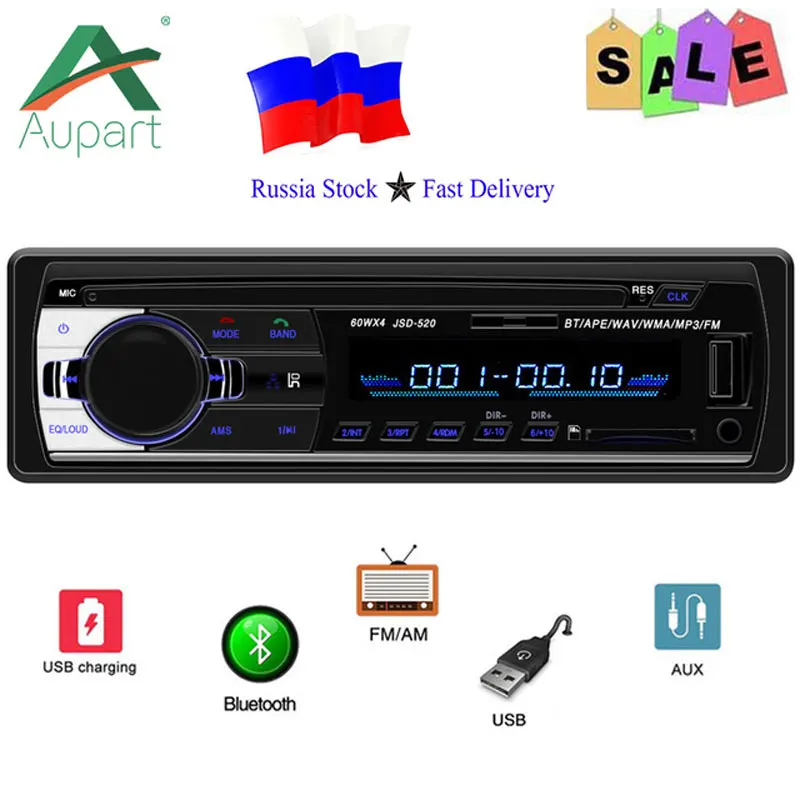 

Autoradio JSD-520 auto Stereo 1 Din Car Radio 12v bluetooth V2.0 FM Aux Input Receiver Car Audio SD TF USB MP3 MMC WMA jsd 520