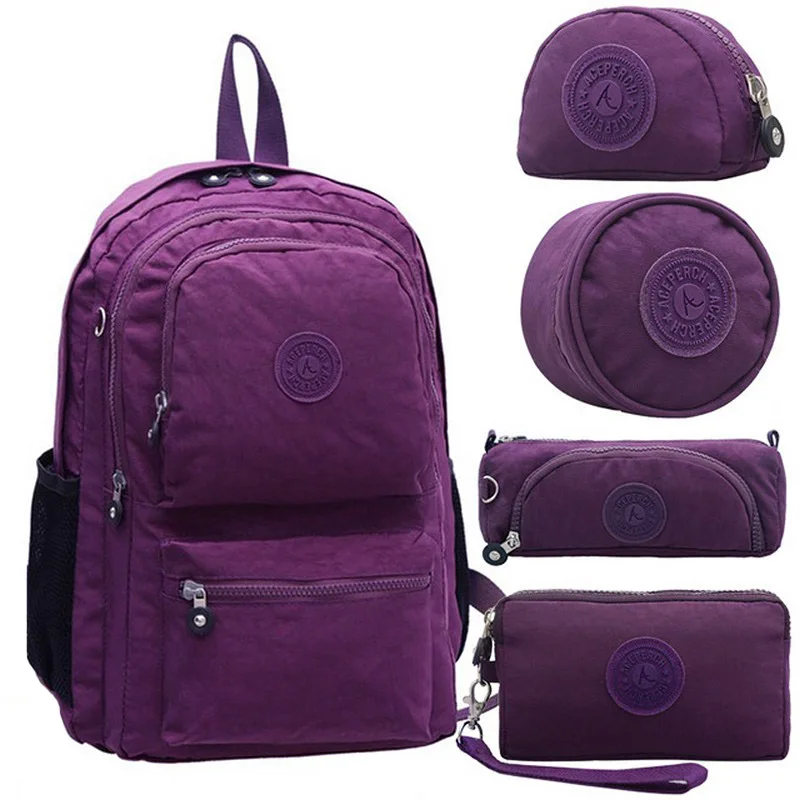 

5pcs/set Fashion Original School Backpack for Teenage Girl Mochila Feminina Backpack Waterproof Women Laptop Nylon Travel Bag