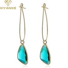 XIYANIKE Fashion Women Classic Luxury Geometry Crystal Statement Drop Earrings for Women Wedding Jewelry Accessories Gift E1448