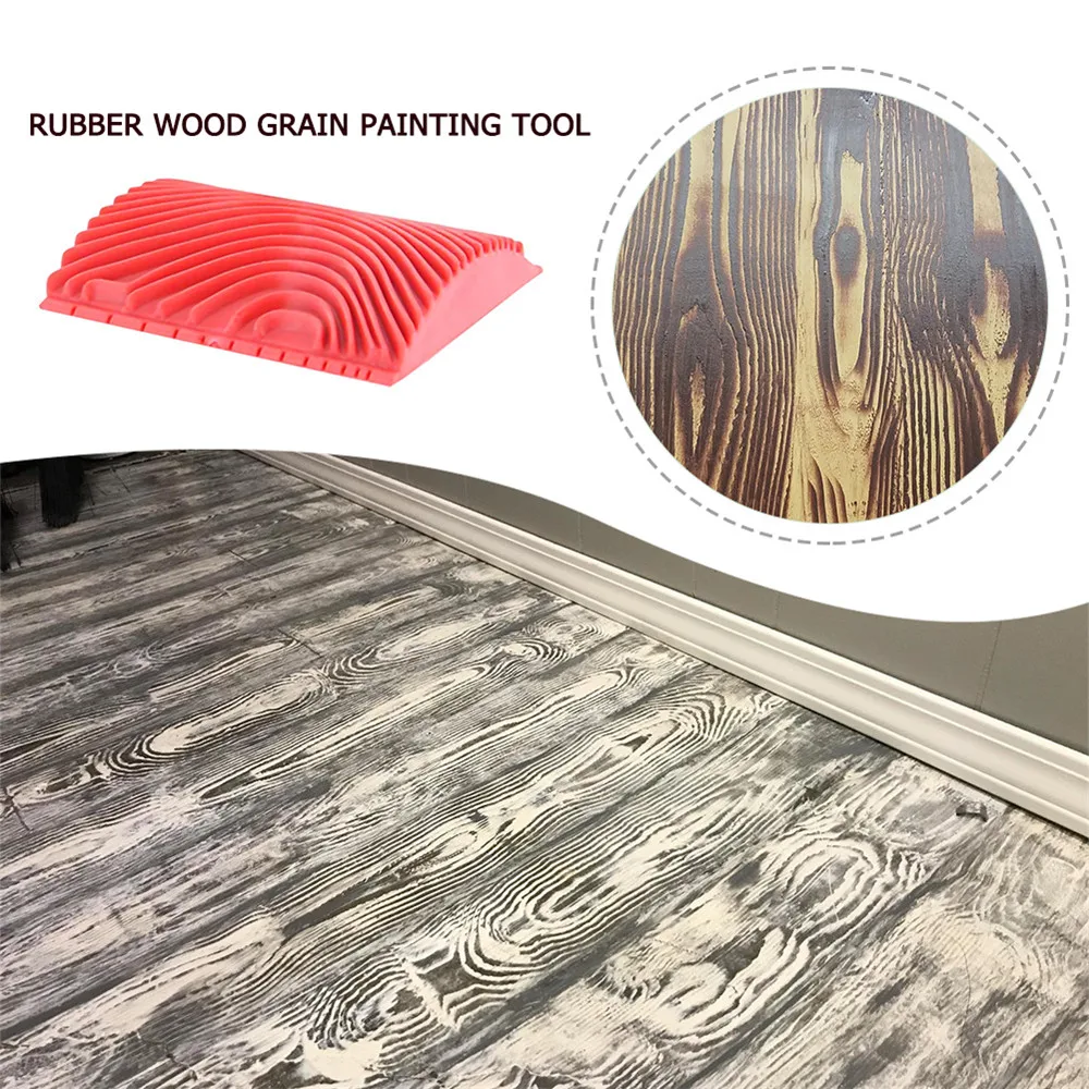 1PC DIY Rubber Red Wood Grain Graining Pattern Wall Paint Painting Tool Home Wall Decoration