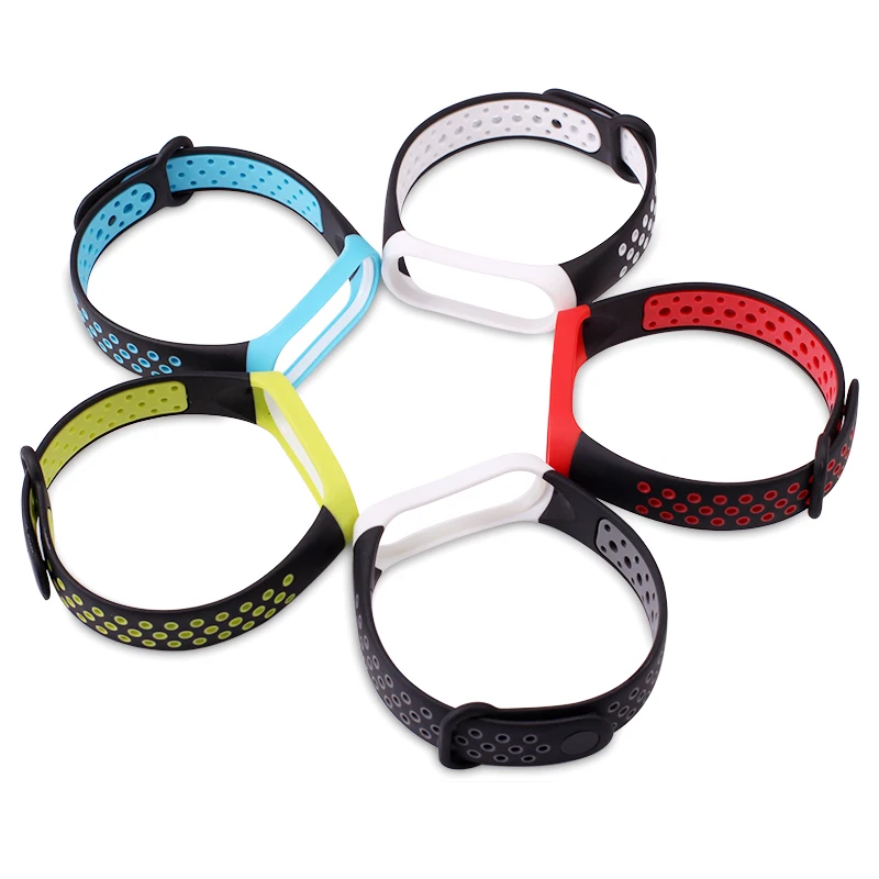 BOORUI mi band 3 ремешок двойной цвет дышащий силиконовый miband Ремень спортивный pulsera