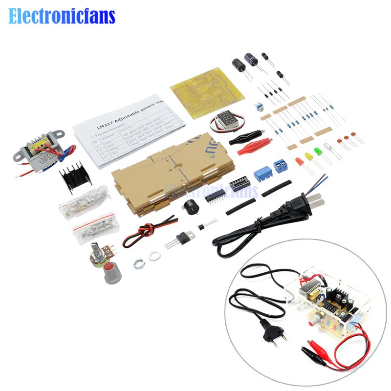 

DIY Kit LM317 Adjustable Regulated Voltage 220V to 1.25V-12.5V Step-down Power Supply Module PCB Board Electronic kits diymore