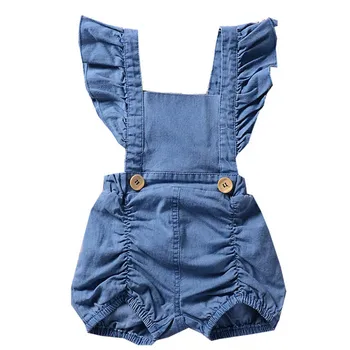 

Toddler Clothes Summer Baby Girls Ruffles Romper Jumpsuit Denim Jeans Baby Clothing Baby Boy Girls Suit Newborn Jumpsuit
