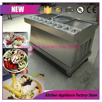 

Free shipping newly big production capacity high quality mobile 3 square pan hard roller ice cream machine