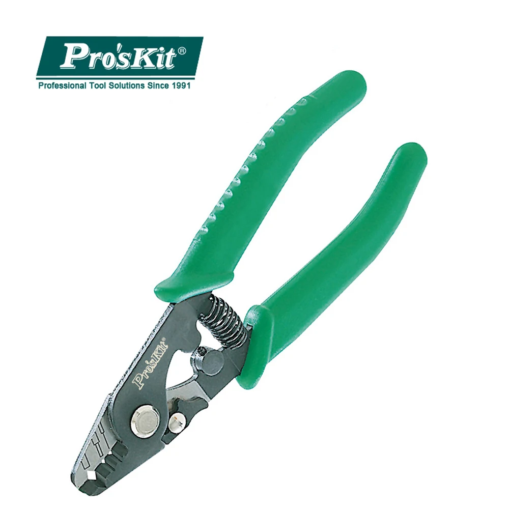 8PK-326 Pro'sKit Professional Precision Tri-Hole Fiber Optic Stripper FTTP Optical Fiber Stripping Pliers Cutter Hand Tools