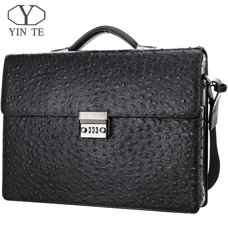 

YINTE Leather Briefcases Men's 14" Laptop Handbag Business Crossbody Bag Messenger/Shoulder Bags for Men Totes Portfolio 8032-5B