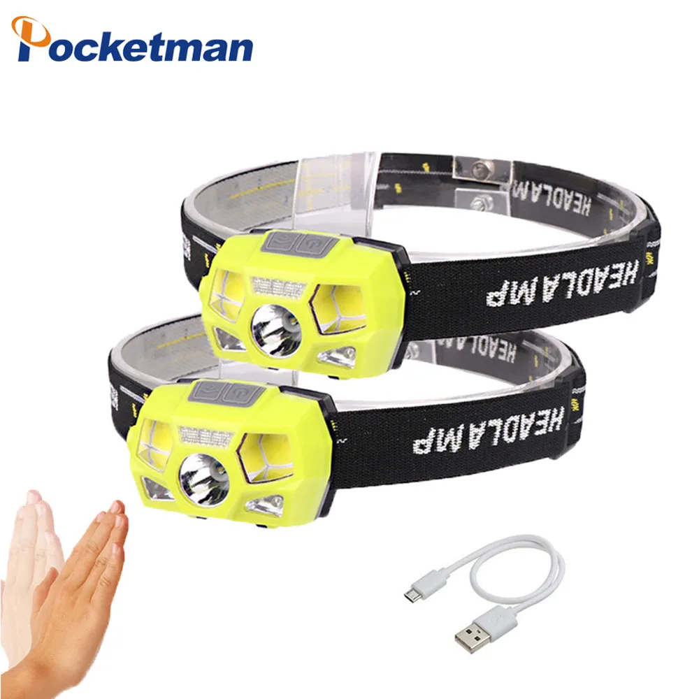 

Mini Rechargeable Running Headlamp 4000Lm Body Motion Sensor Headlight Camping Flashlight Head Light Torch Lamp With USB