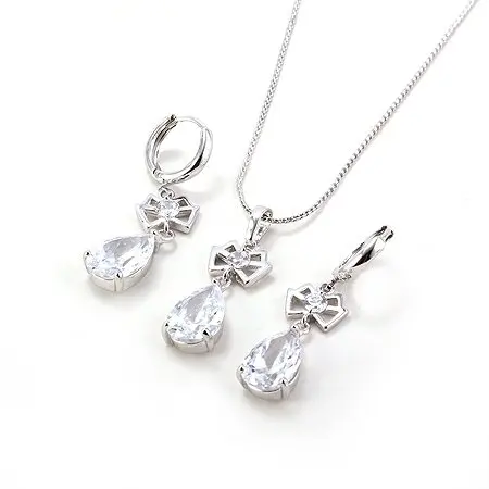 Fashion Jewelry Set 18k White Gold Filled Le Necklace Earrings Fashion Jewelry Set 18k White Gold Filled Le Necklace Earrings S04