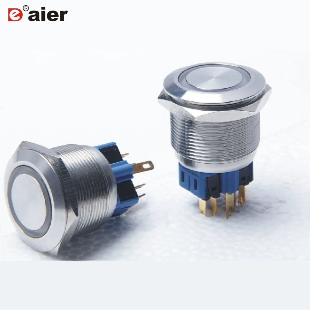 

1Pcs 25mm Push Button Switch Momentary Or Latching Flat Button Switches 6 Pin With 12 Volt Ring Illuminated LED Light