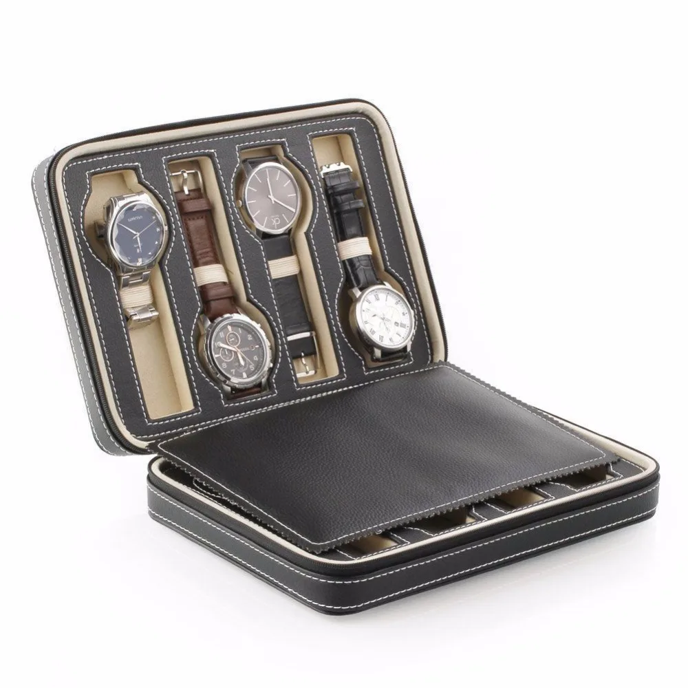 8-Cuadr-culas-Reloj-de-Cuero-Caja-de-Mostrar-Los-Relojes-Display-calmacenamiento-Caja