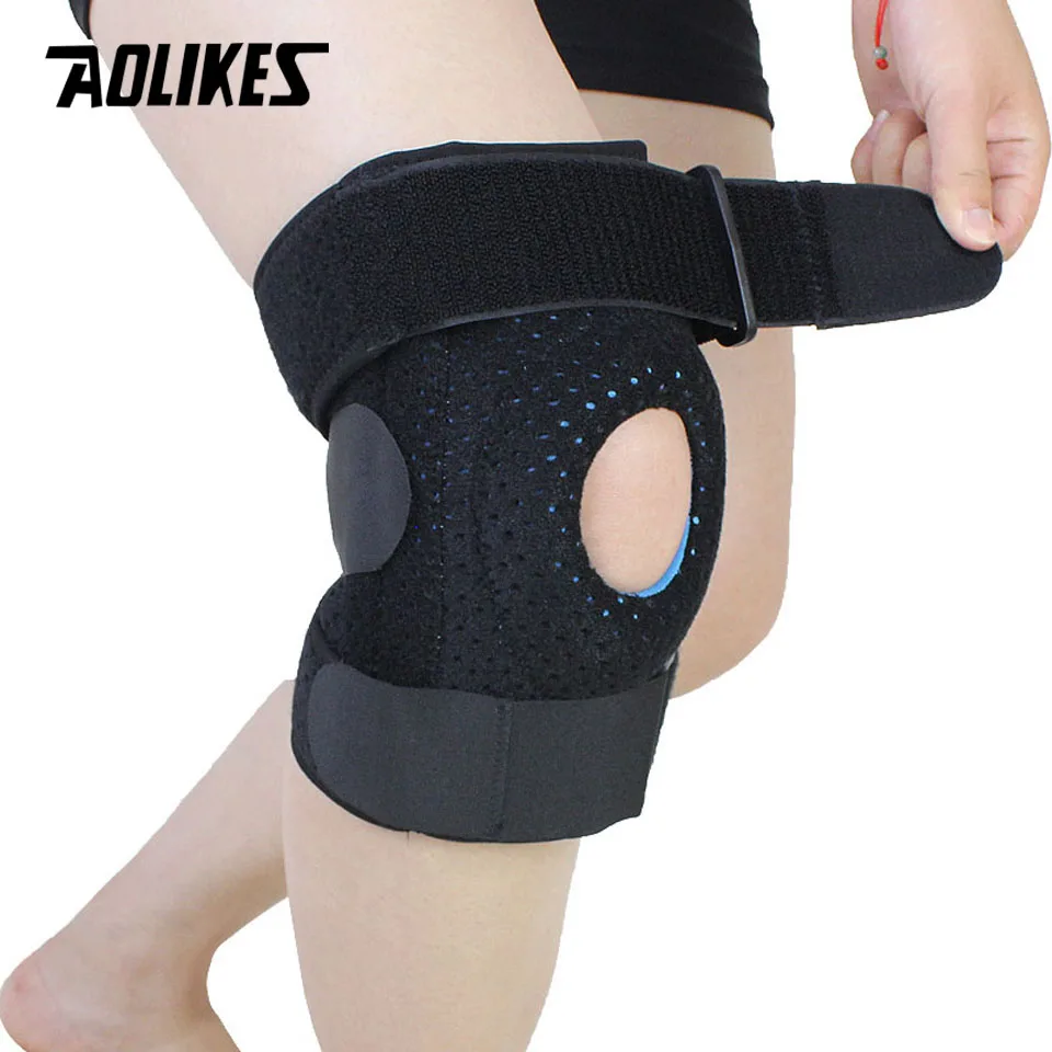 AOLIKES 1 قطع السطح المحدب الركبة منصات السيليكا هلام نيبادس المشي تشغيل كرة السلة الركبة دعم تنفس الرياضية الركبة حامي