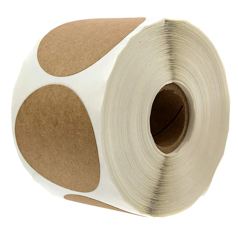 

1Inch Kraft Stickers / 500 Labels Per Roll/Permanent Adhesive