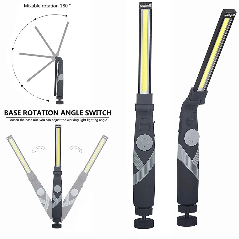 

New 180° Portable Focus LED Flashlight Work Light Rechargeable Magnetic Hanging Hook Lamp Camping Car Repair Bar Flashlight Slim